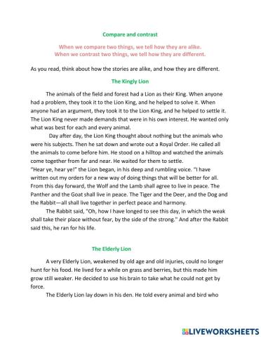 Comparing and Contrasting Exercise