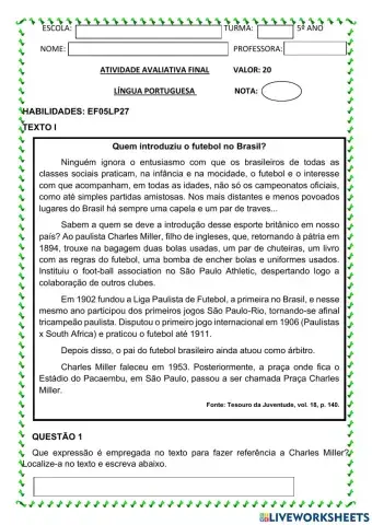 Avaliação de português