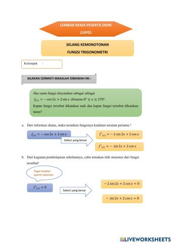 Selang Kemonotonan Turunan Fungsi Trigonometri