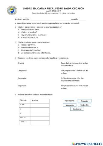 Conectores lógicos, proposiciones