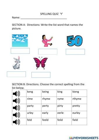 Spelling quiz y
