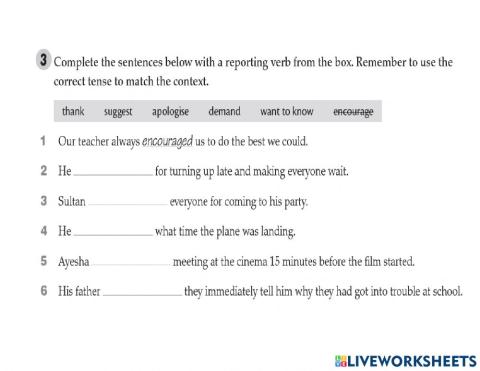 Indirect speech verbs