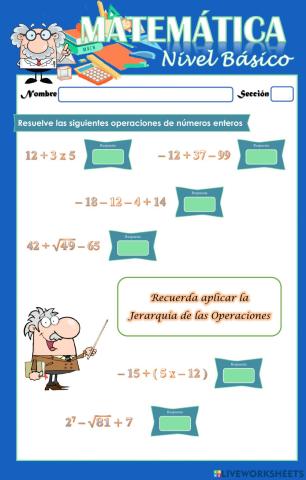 Operaciones Combinadas con Números Enteros