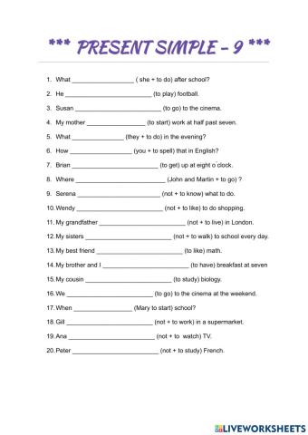 Present simple - 9