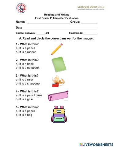 Reading and writing exam