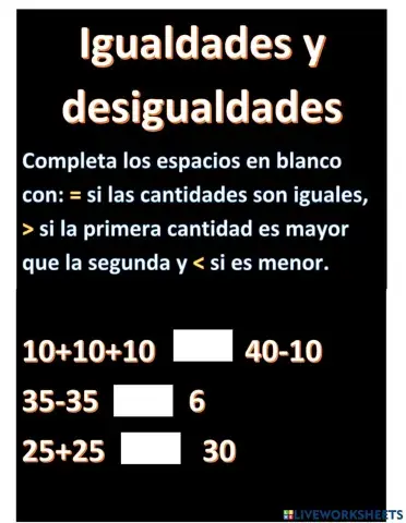 Mayor, menor o igual que.