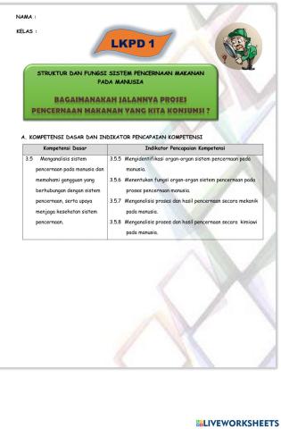 Lkpd organ pencernaan manusia