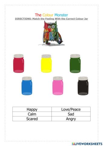 The Colour Monster- Feelings Worksheet