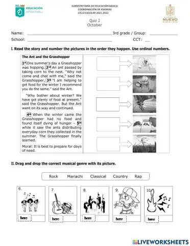 3rd grade quiz october