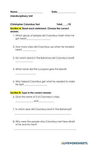 Christopher Columbus test