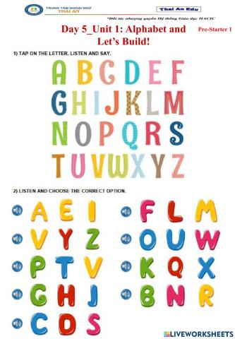 Day 5-Pre-S1+-Unit 1: Alphabet