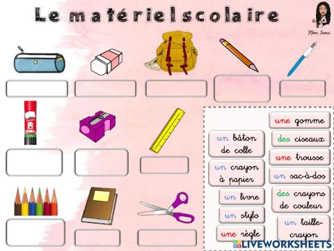 Le matériel scolaire
