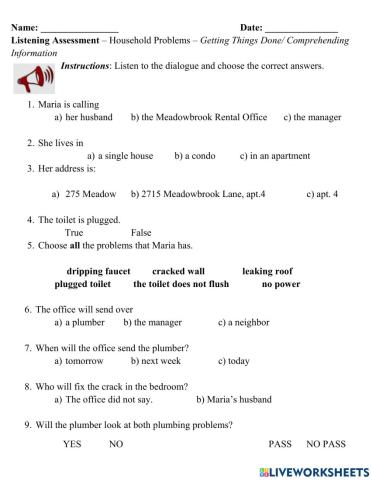 Listening - Household Problems