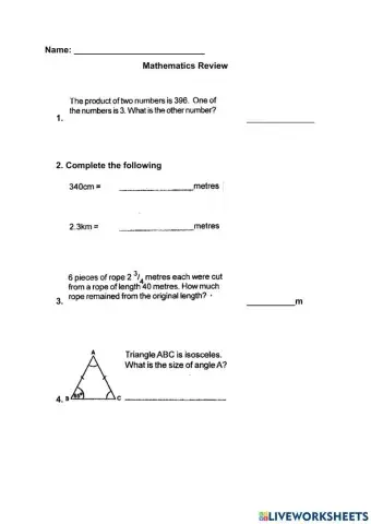 Mathematics Review 9