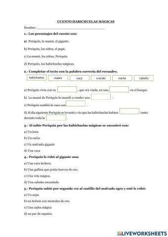 Cuento Las Habichuelas Mágicas