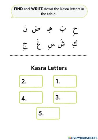 Find kasra letters