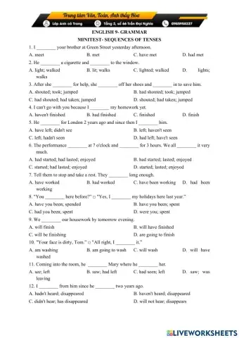 Minitest English 9 Tenses