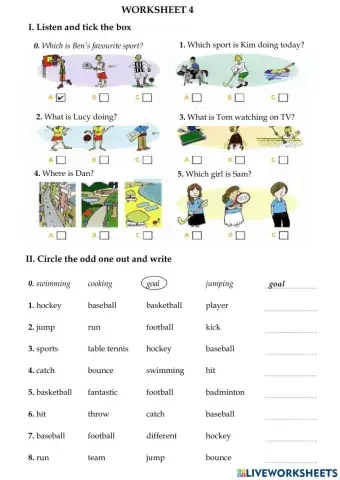 Look 2. Unit 4. let's play.worksheet 4