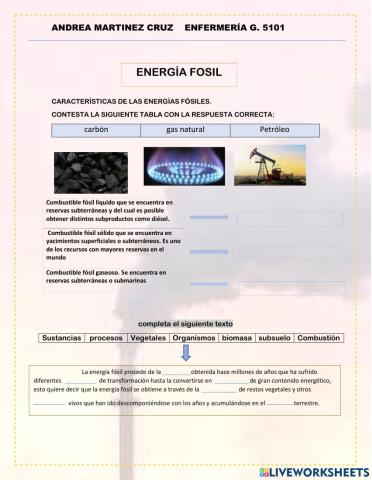 Caracteristicas de energia fosil