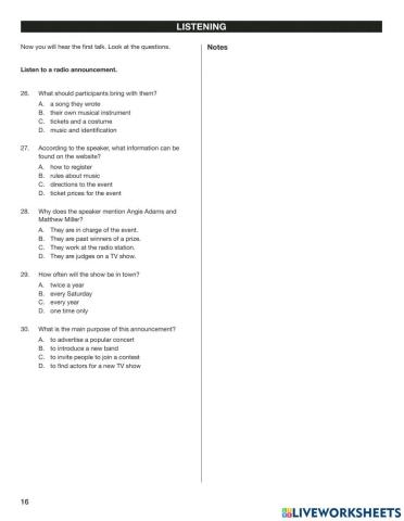 Practice test 004 listening part2