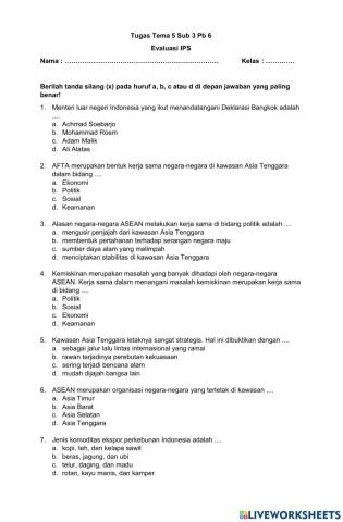 Evaluasi Tema 5 Sub 3 IPS