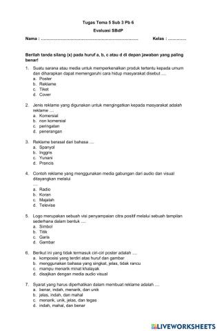 Evaluasi Tema 5 Sub 3 SBdP