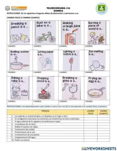 Cambios de la materia