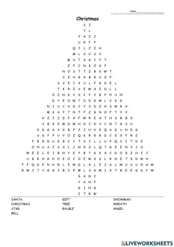 Christmas wordsearch