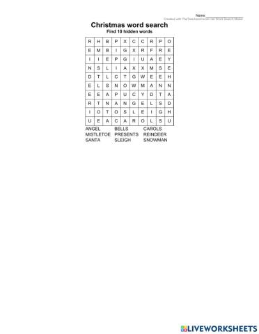 Christmas word search