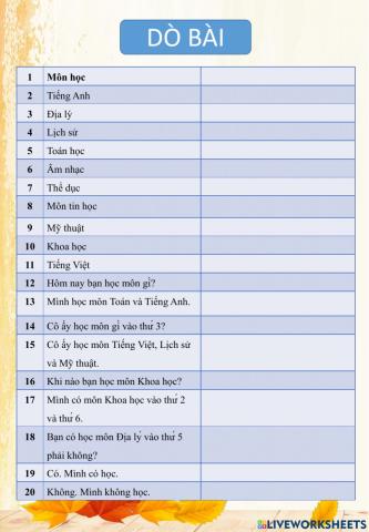 Dò bài lớp 4 21-11