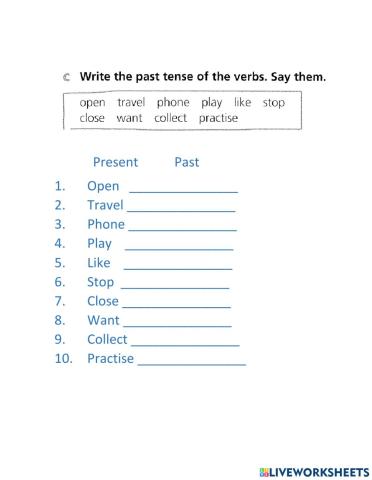 Past form of verbs