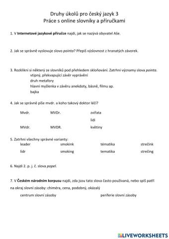Druhy úkolů pro český jazyk 3-v2
