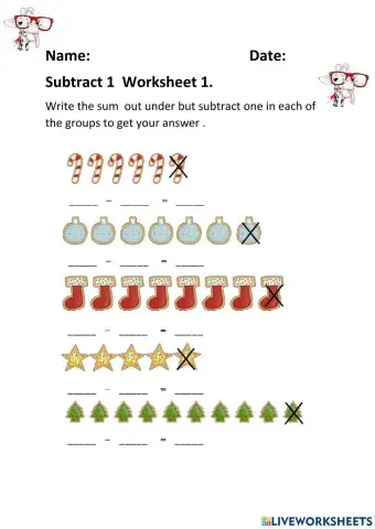 Subtract 1 Worksheet 1