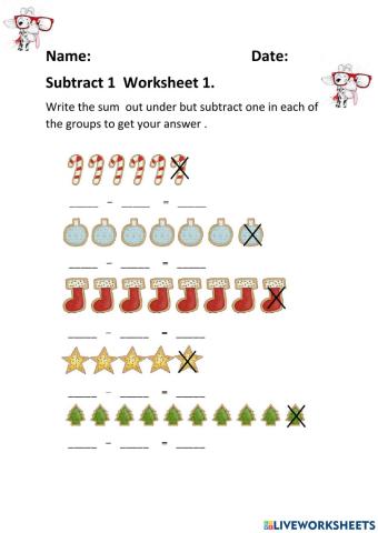 Subtract 1 Worksheet 1