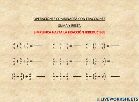 Suma y resta de fracciones