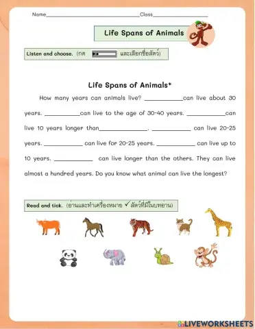 Life Spans of Animals