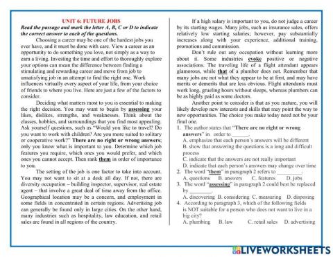 Unit 6: Future jobs