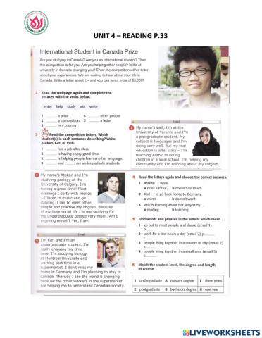 Unit 4 - reading p33
