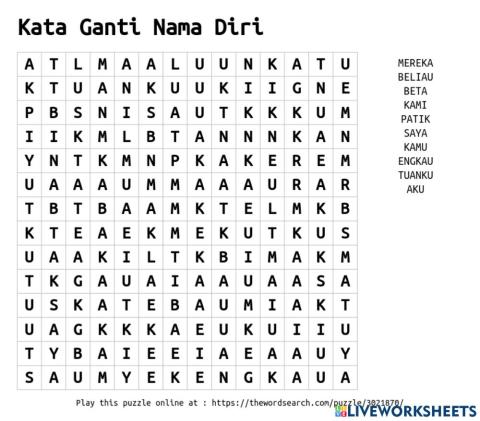 Kata Ganti Nama Diri
