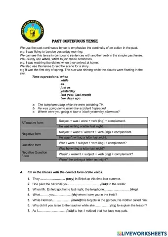 Past and past continuous tenses