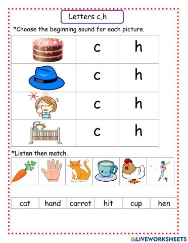 Beginning sound letter c,h