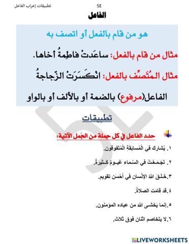 تطبيق إعراب الفاعل 1