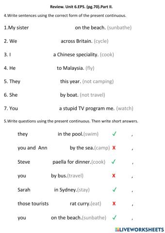 Review. Unit 6.EPS. (pg.70).Part II.
