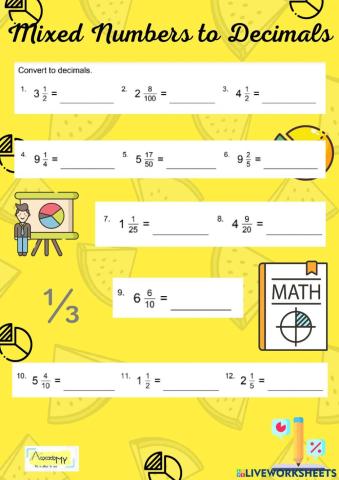 Mixed Numbers to Fractions