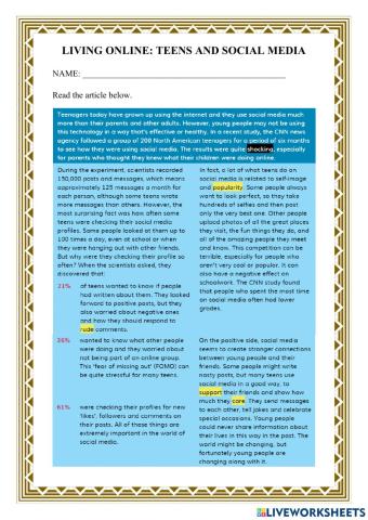 Living online: teens and social media