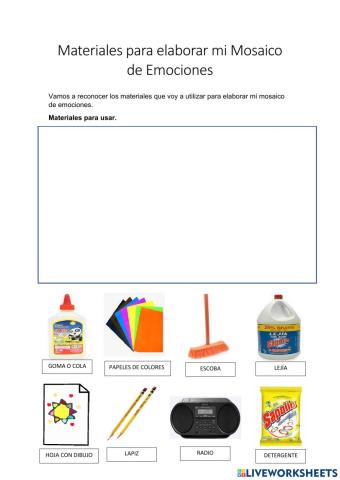 Materiales para elaborar mi Mosaico de Emociones