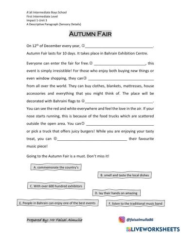 Impact 1 - Unit 3 - Writing - (Sensory Details)