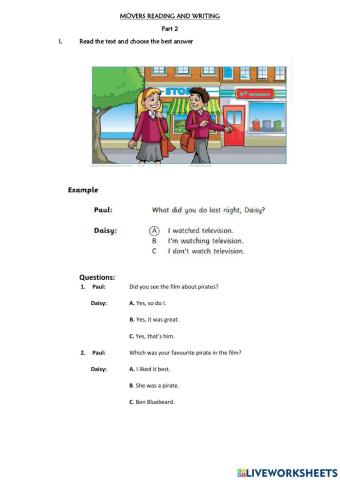 Movers reading and writing