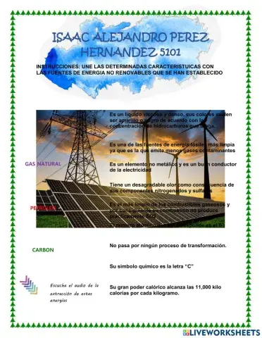 Ficha interactiva energias no renobables