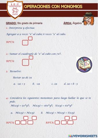 Operaciones con monomios